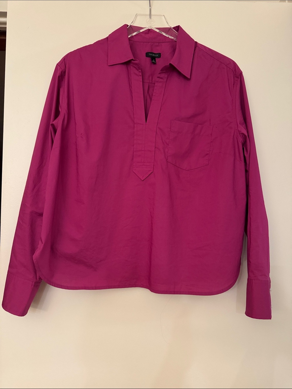 Talbots Fuchsia Long-Sleeve Popover Blouse